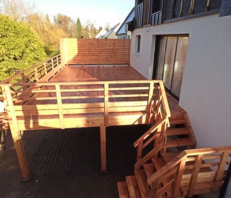 Terrasse en bois sur pilotis rennes st grégoire pacé